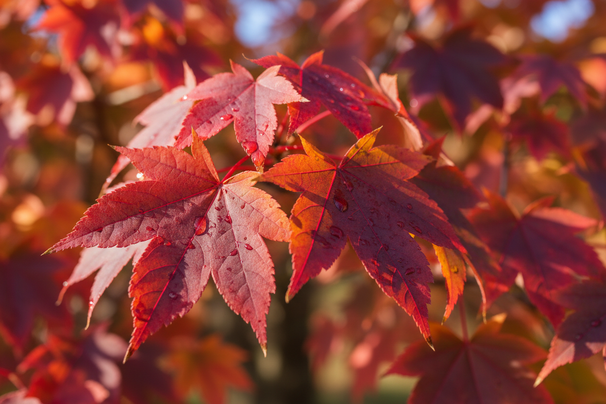 Rot-Ahorn 'October Glory' - Herbstlaub-Detail